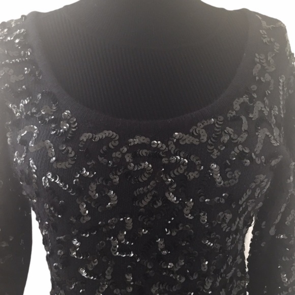 VTG Samantha Starr Angora Black Sequin Sweater Med - Picture 3 of 8